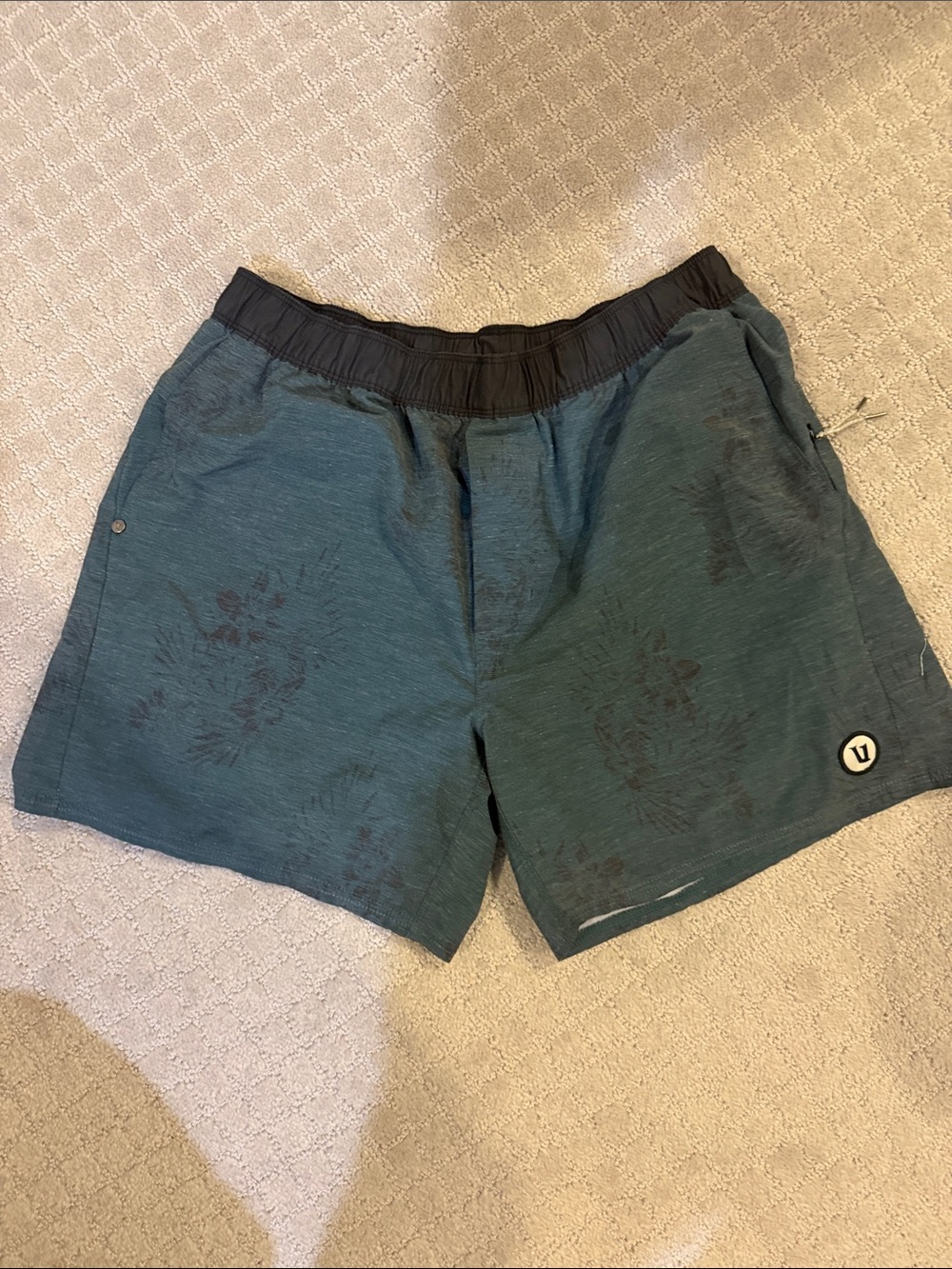 Vuori Teal Athletic Shorts with Black Waistband